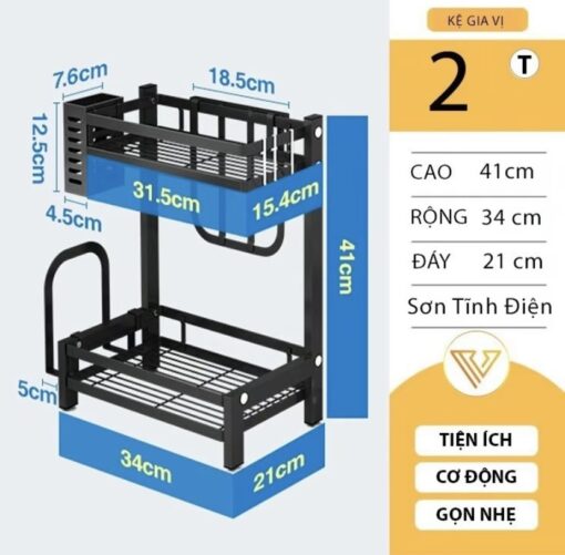 kích cỡ kệ 2 tầng